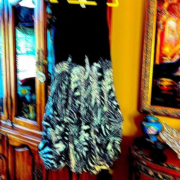 Vasna bubble maxi dress.S:L.Jewel neck stretchy solid black top.GentlyWorn. Wash - Picture 3 of 7